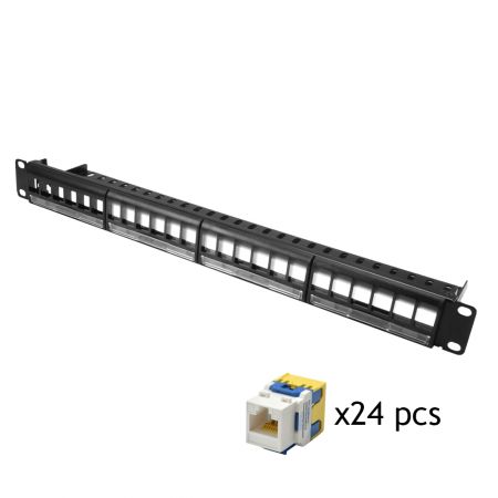 Category 5e - 1U 24-Port UTP Snap-In Type Front Access Panel with Jack